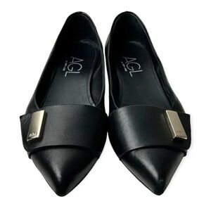 AGL Attilio Giusti Leombruni Black  Leather Pointy Flats